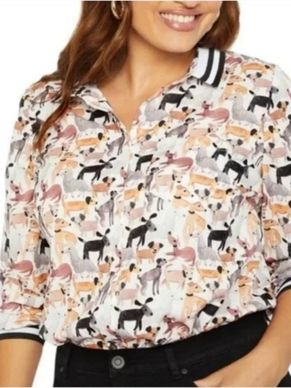 Eloquii Dog Print Blouse Sz. 16